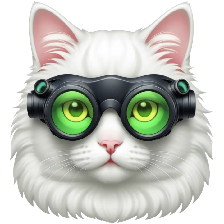 white cat with nigthvision googles emoji