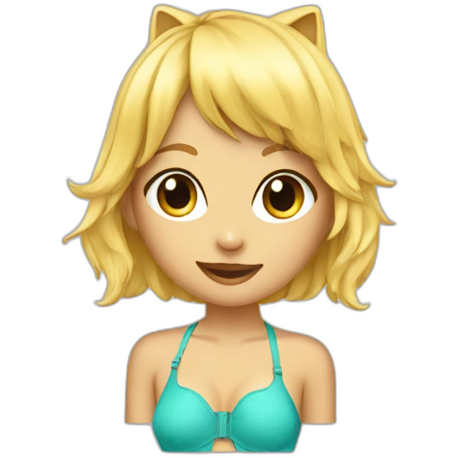 hot catgirl blonde swim suit emoji