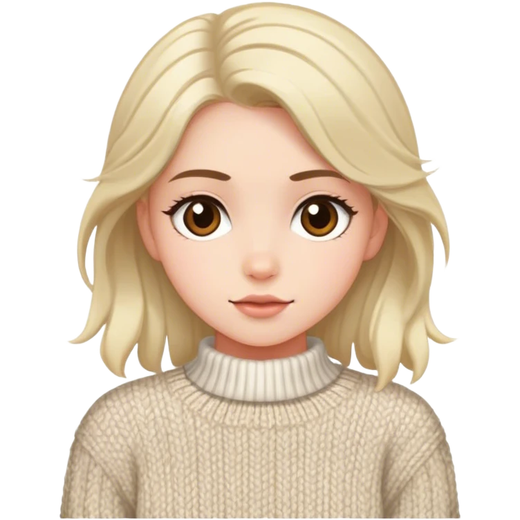 A girl wearing an aran tweed white sweater emoji