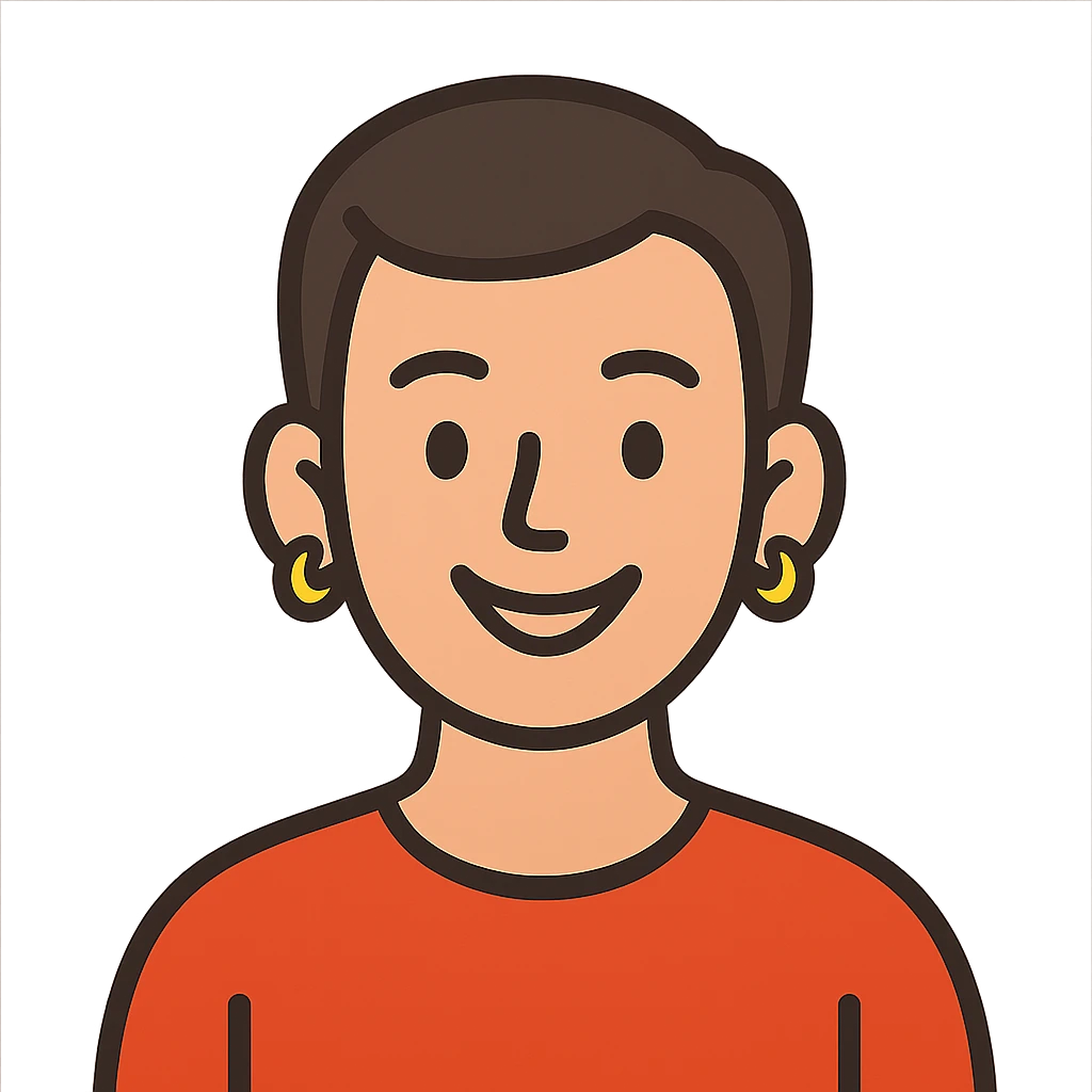 flat toon style smiling man with earrings emoji