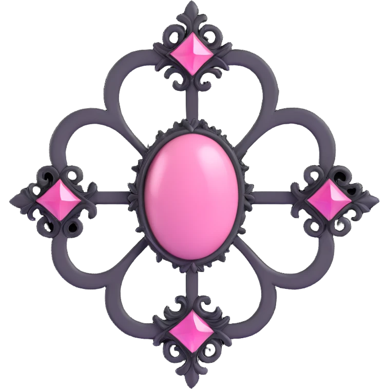 minimal 3D gothic brooch with pink accent, simple and elegant emoji