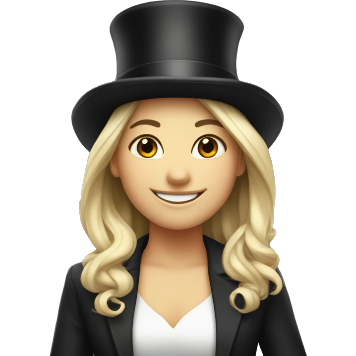 smiling girl white skin, in top hat emoji
