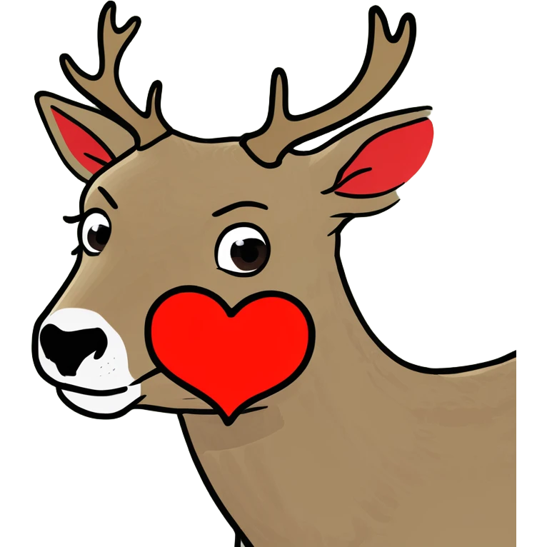Deer with a big red heart emoji