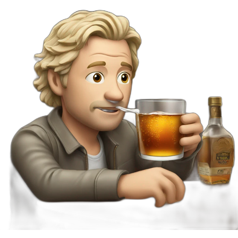 Hyper realistic White dude drinking whisky emoji