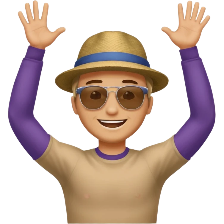 man raising his arms because of freedom emoji