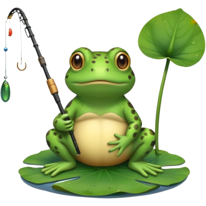 An adorable toad fishing emoji