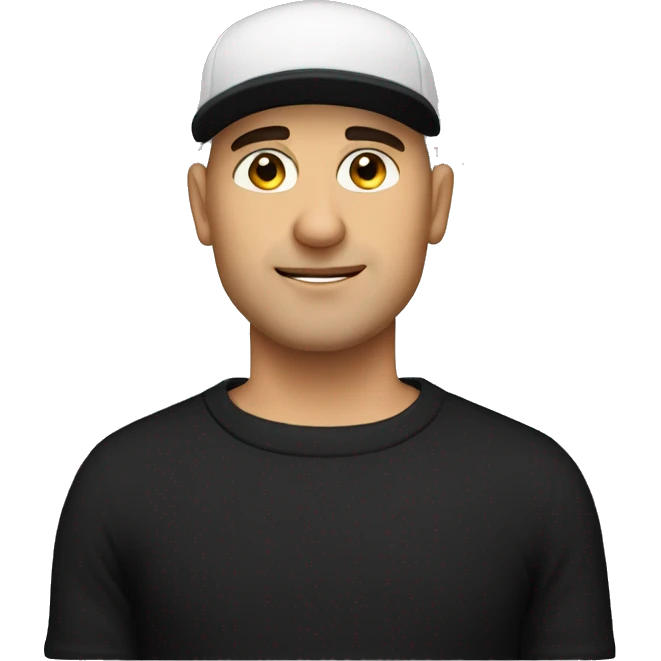 Bald Italian man with black cap and black t-shirt  emoji
