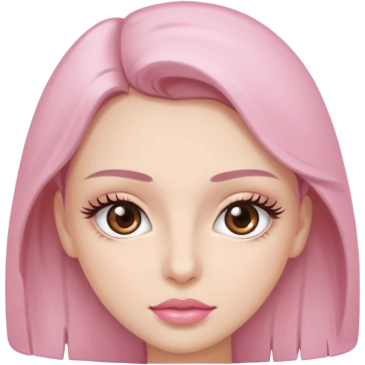 brown eyes, lite pink lips, eye lashes emoji