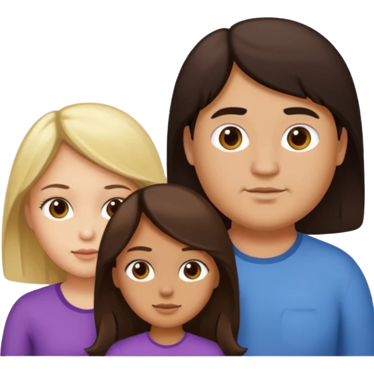 Familia de 4 personas : Hombre gordito pelo oscuro, Mujer pelo cafe, hija 1 pelo mono e hija 2 pelo oscuro. emoji