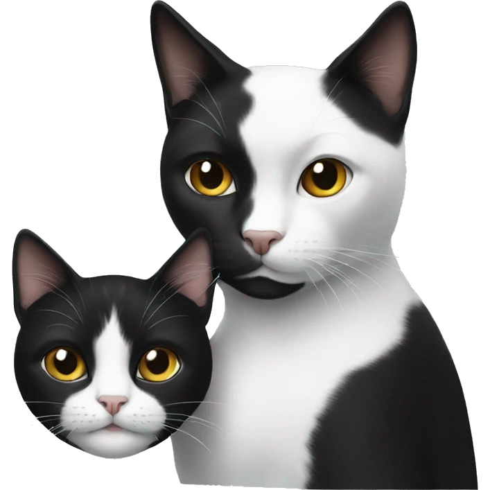 Black and white cat with black woman emoji