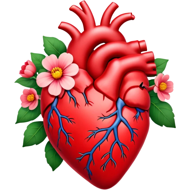 anatomical heart with flowers emoji