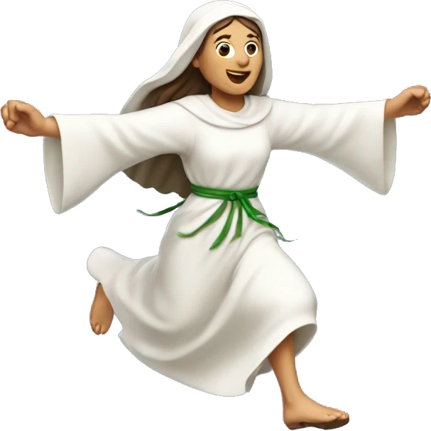 saint brigid running, with a large stride and arms outstretched emoji