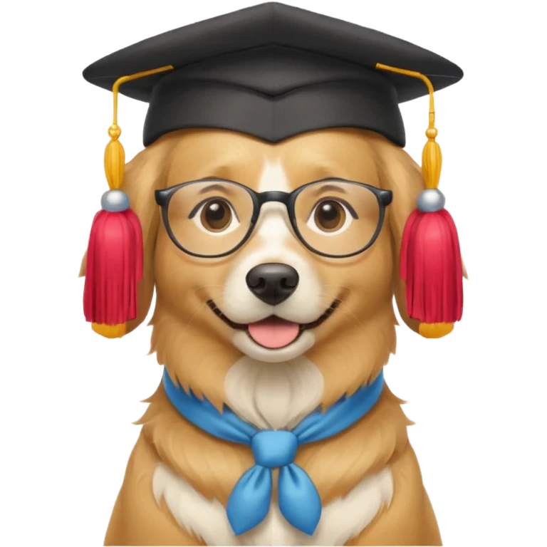 dog in a professor's hat and glasses emoji