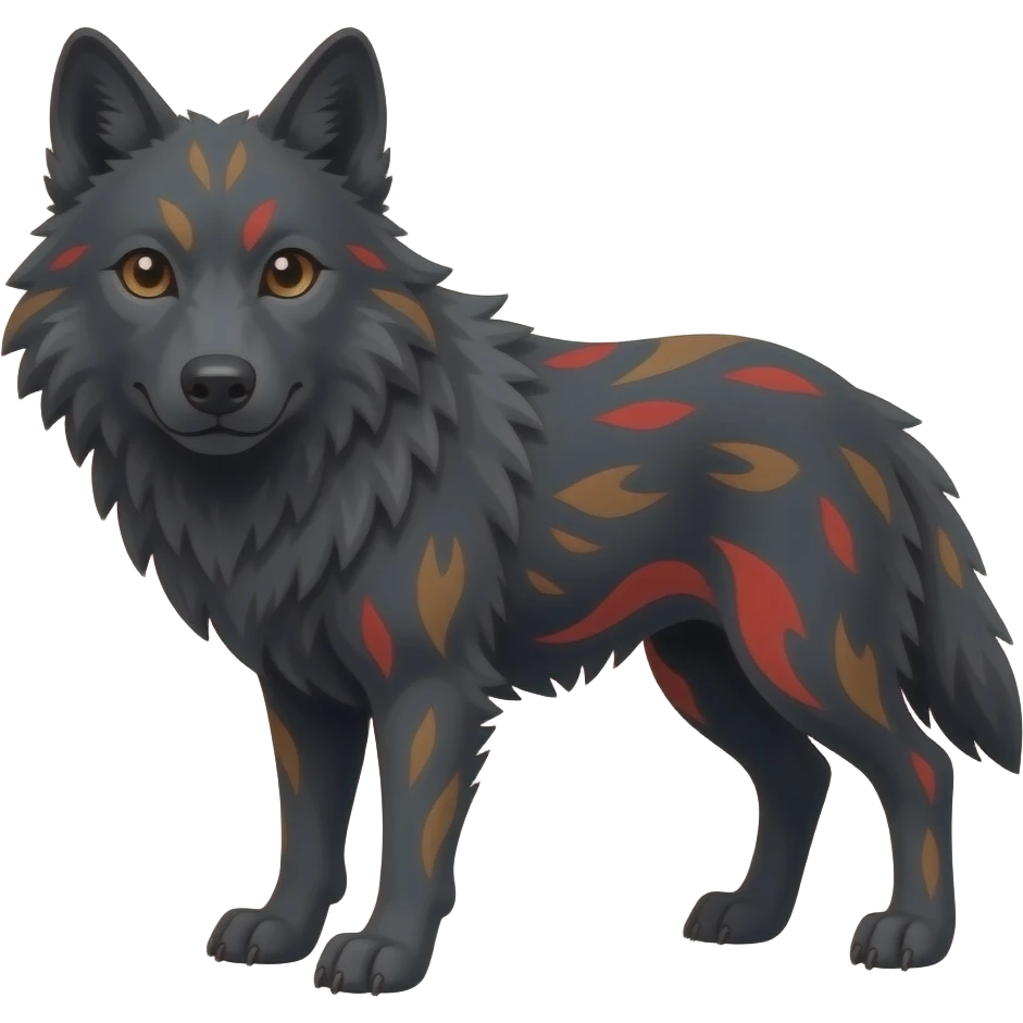 Black wolf red brown emoji