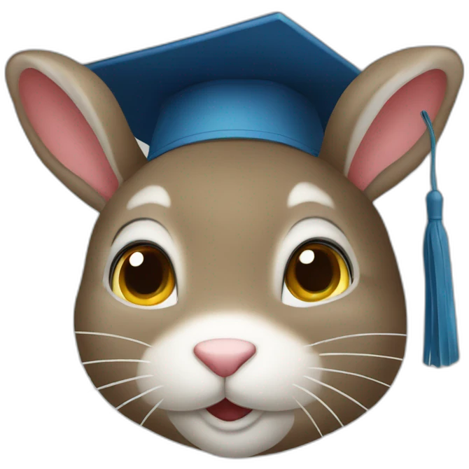 Ukrainian rabbit student in a square academic cap emoji