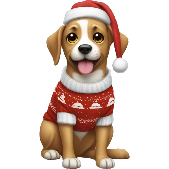 dog wearing a christmas sweater emoji
