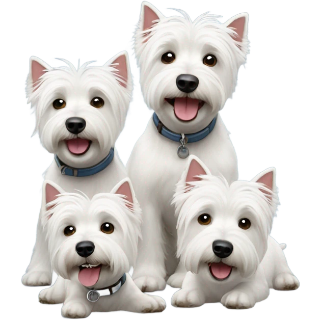 3 happy westie dogs emoji
