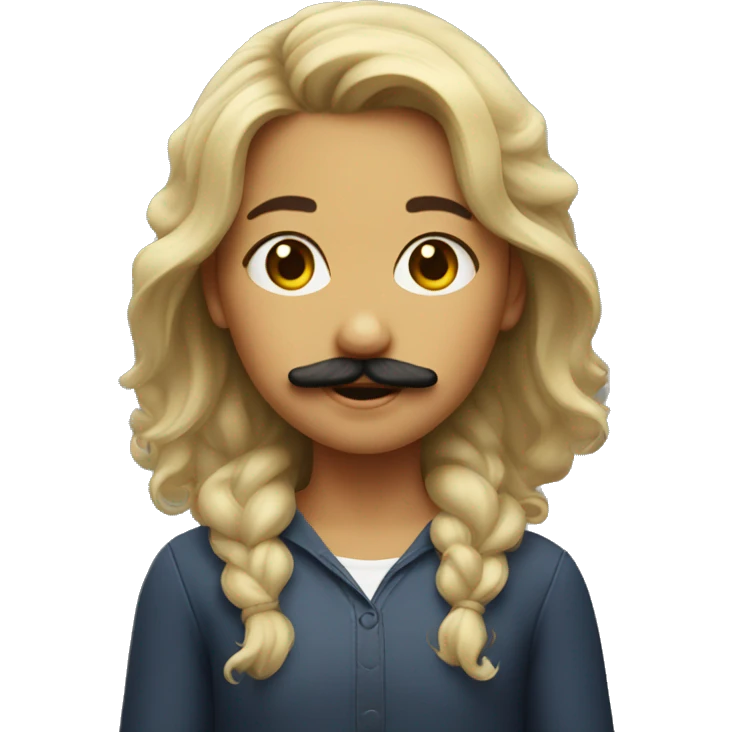 Girl with 2-3 mustach hair emoji