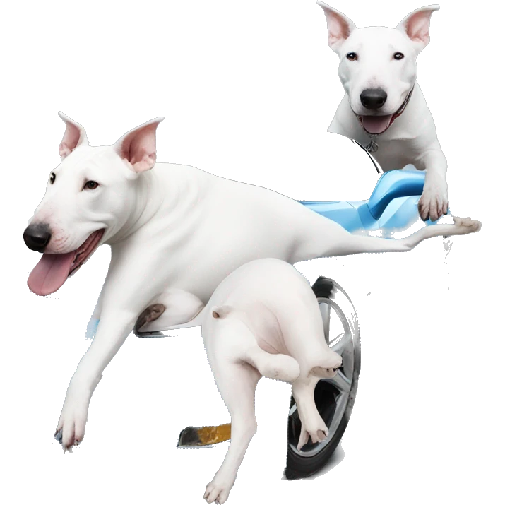 White Bull terrier and blue C6 Corvette  emoji