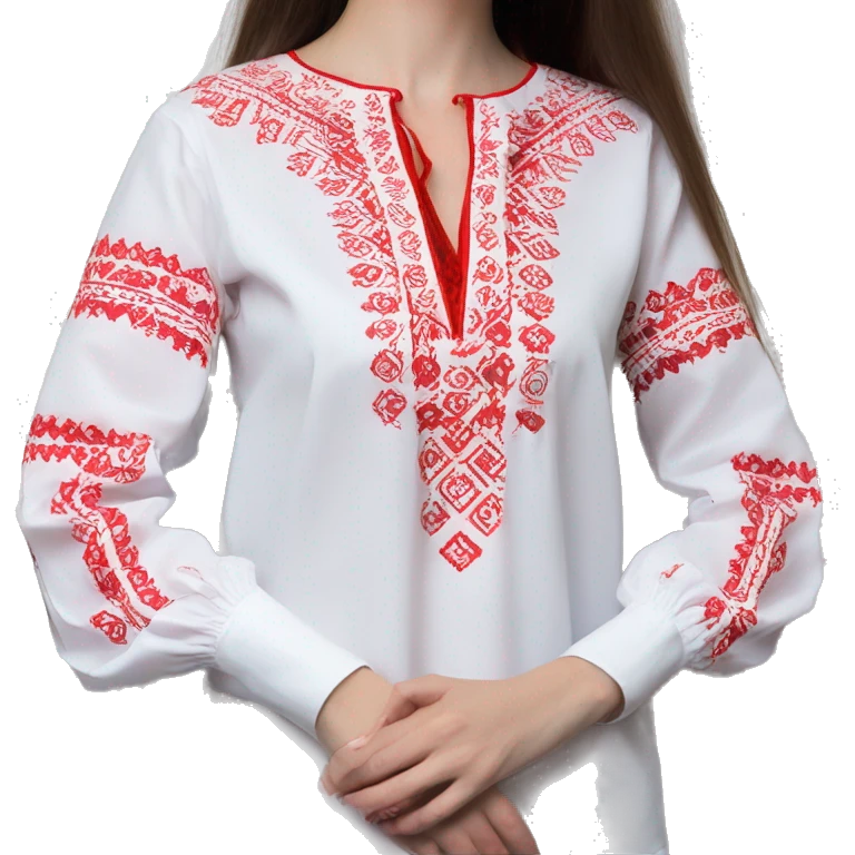 Long sleeve Blouse vyshyvanka, white with red embodiary on sleeves emoji