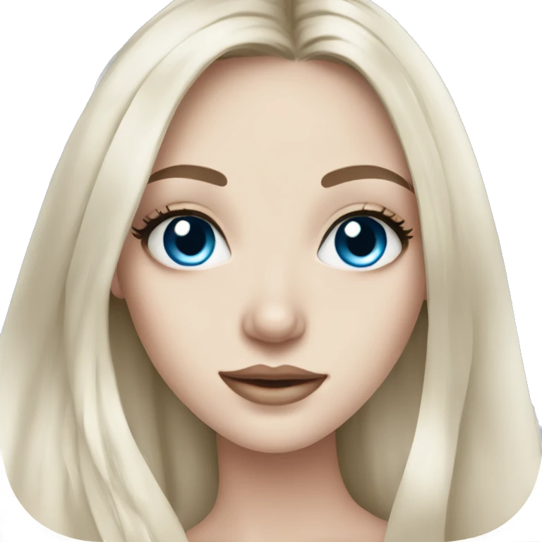 Instagram model girl with long black hair, pale skin and pretty blue eyes emoji