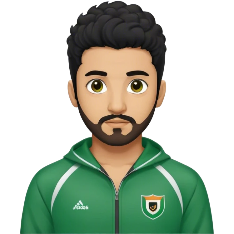Abdul Ali : Age: Late 20s
Appearance: A strong-built South Asian man with permed hair black hair, a close shave beard, and dark brown eyes.
Outfit: Green player tracksuit  emoji