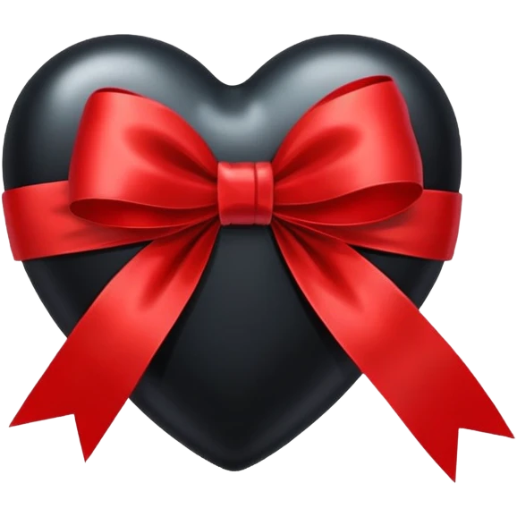 black heart with a red bow wrapped around emoji