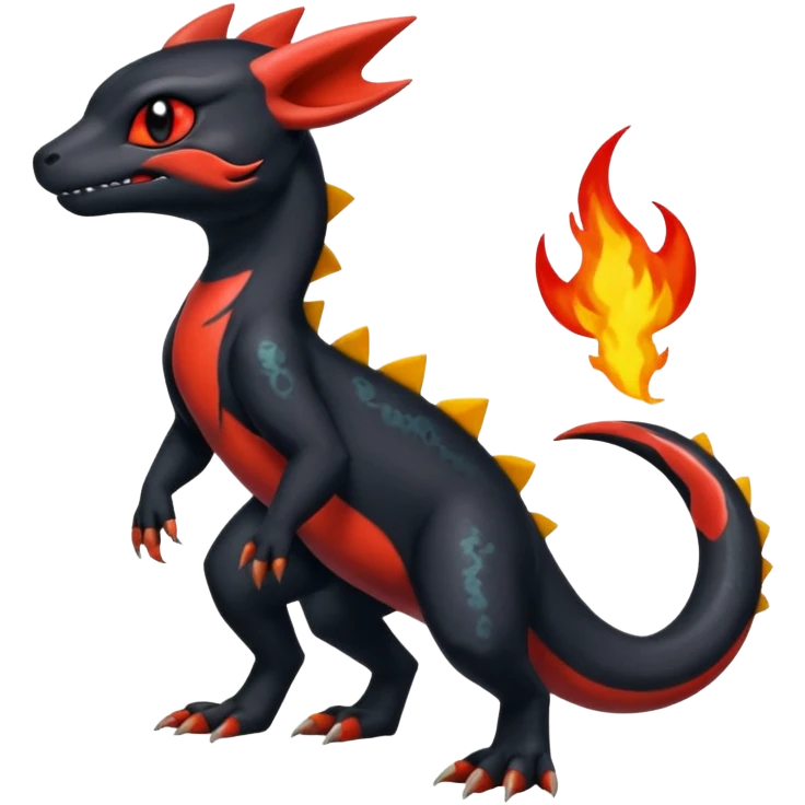 Shiny Exotic Salandit-Umbreon-Charmeleon-Fakémon-hybrid-creature (full body)  emoji