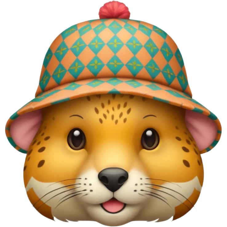 animal wearing patterned hat  emoji