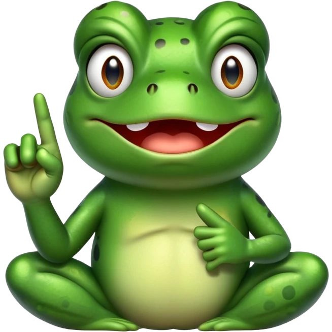 A frog with an angry face and he stand right his middle finger emoji