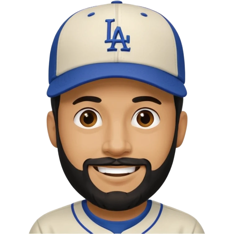 Can you make a guy with a black beard wearing an LA dodger hat? emoji