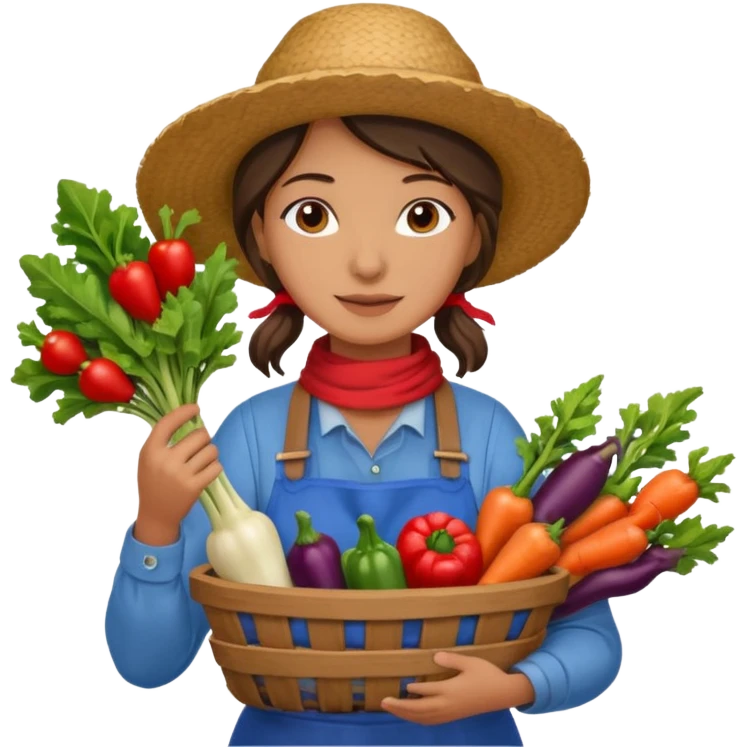 Farmer woman – Apron, scarf, basket of vegetables


 emoji