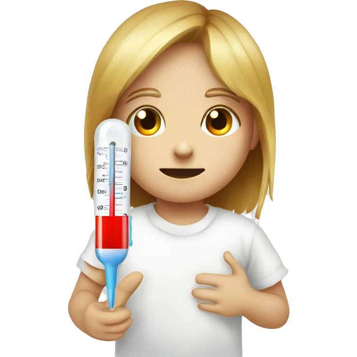 sick child, thermometer with high temperature emoji