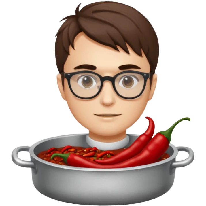 Charlie Kirk in a pot of chili emoji