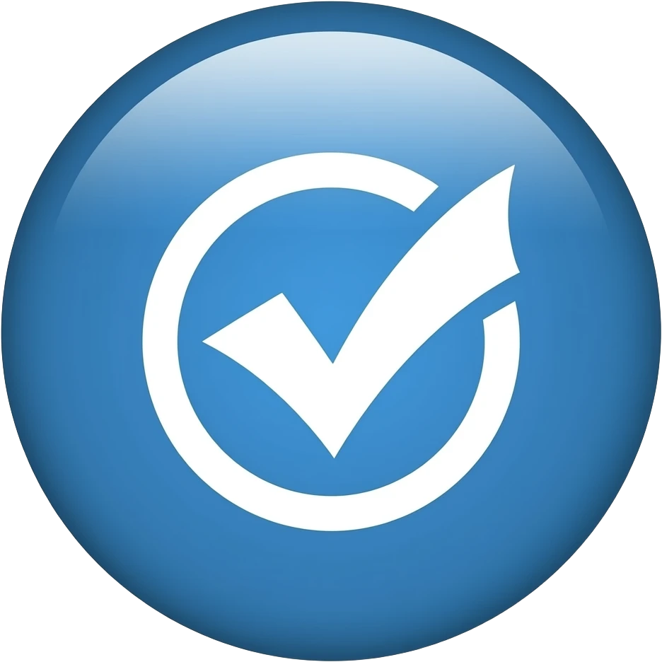 Yuvarlak arka pilanı mavi birbeyaz tik emoji