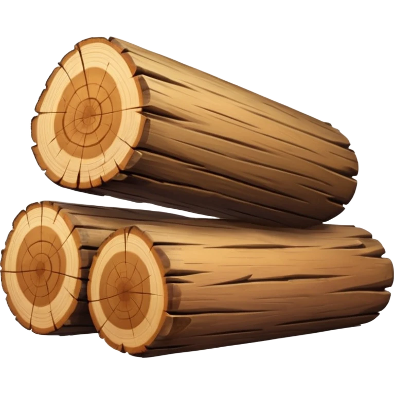 two logs, one propped up sideways on the bottom log, with a sparkle in the foreground. the log should not have a hole in the center. emoji