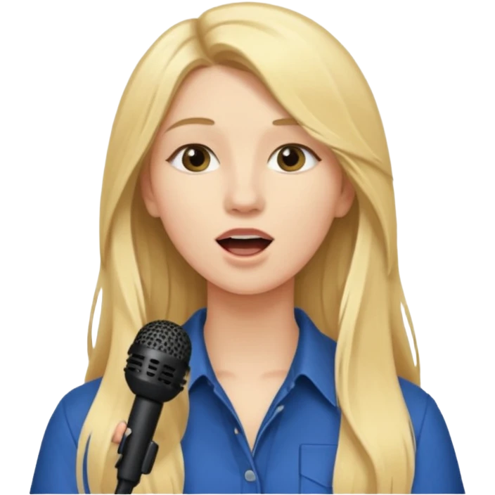Singer Young woman – long blonde hair, around 20s,  singing into mic emoji