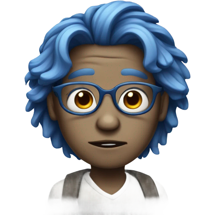 sadness Inside Out with glasses blue skin and hair  emoji