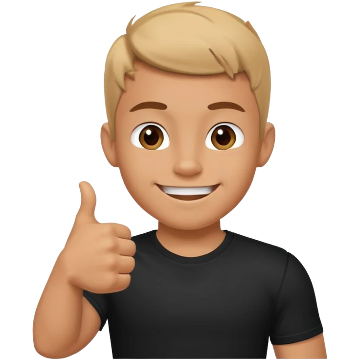 HAPPY MUSCULAR YOUNG BOY IN BLACK T SHIRT WITH THUMB UP  emoji