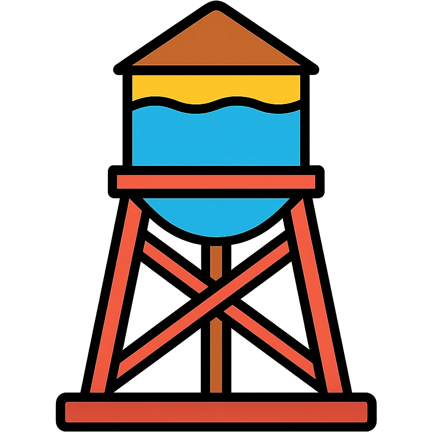 water tower, color outline icon style emoji