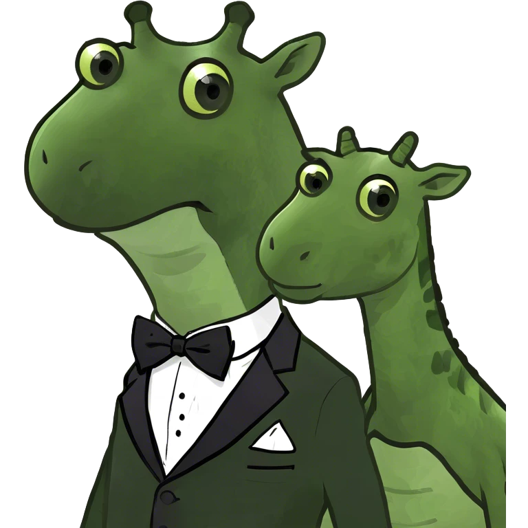 Giraffe with a tuxedo and turtle as a bestfriend emoji