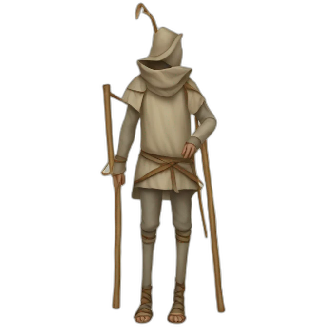 a person walking with stilts on both legs, not using arms, medieval emoji