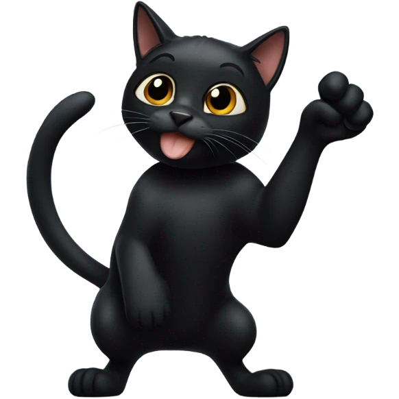 Black cat pointing at mouth emoji