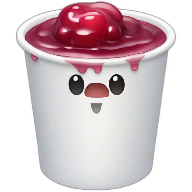 Ein Joghurtbecher mit Glubschaugen der die Zunge raustreckt emoji