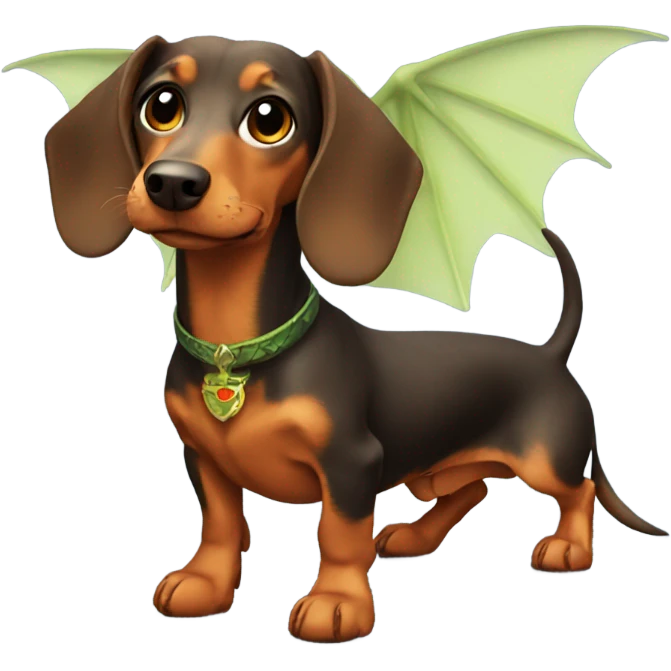 dachshund wearing dragon wings  emoji