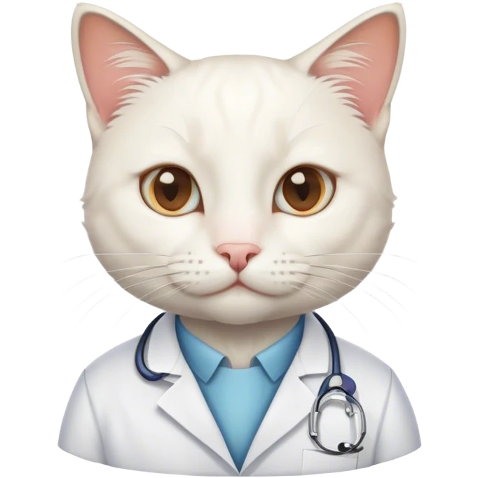 White cat dressed as a scientist emoji