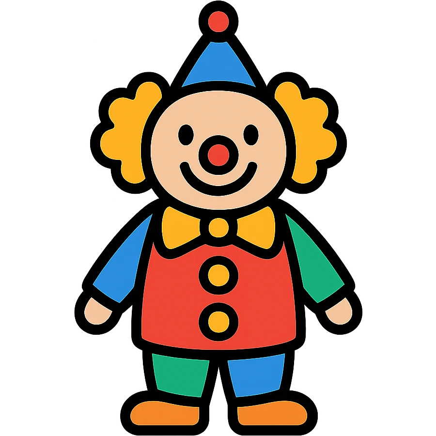 bright clown with multicolored costume emoji