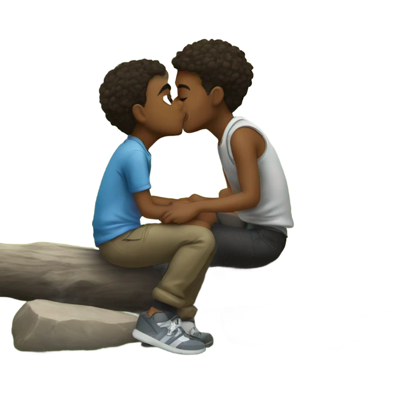 cute boys outdoors kissing emoji