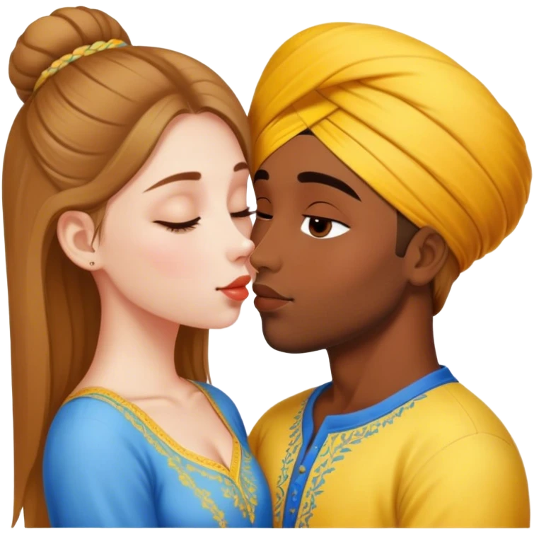 Ukrainian girl kissing a punjabi boy emoji