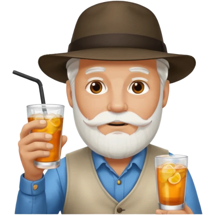  tatoo guy Drink holders with hat white hair white bearded  emoji